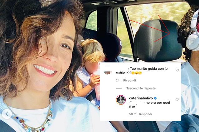 Caterina Balivo e la foto con Guido Brera al volante con le cuffie: “Violato il codice della strada”