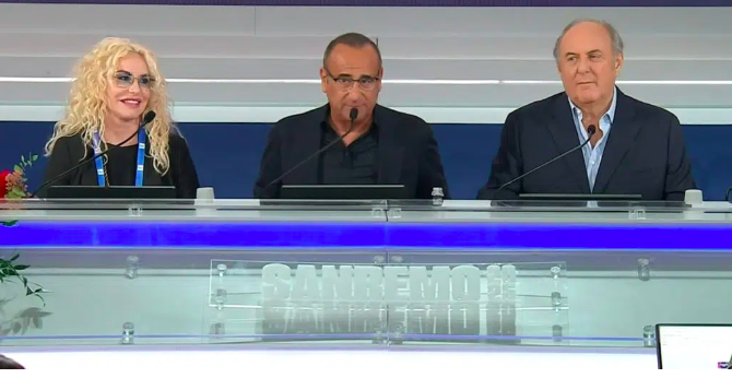 sanremo 2025 conferenza stampa conti clerici scotti