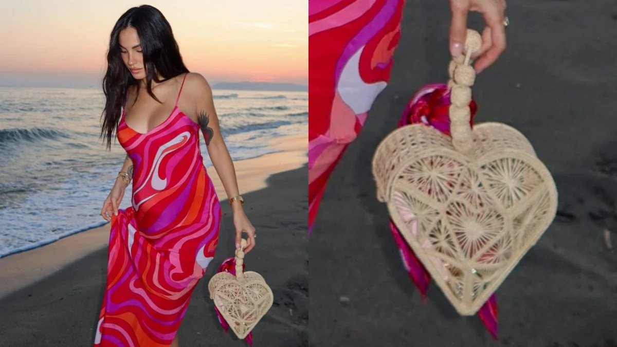 giulia de lellis borsa di paglia a cuore
