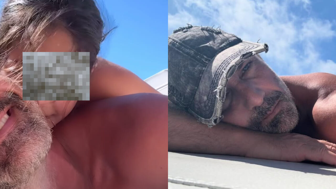 Raoul Bova con la figlia al mare